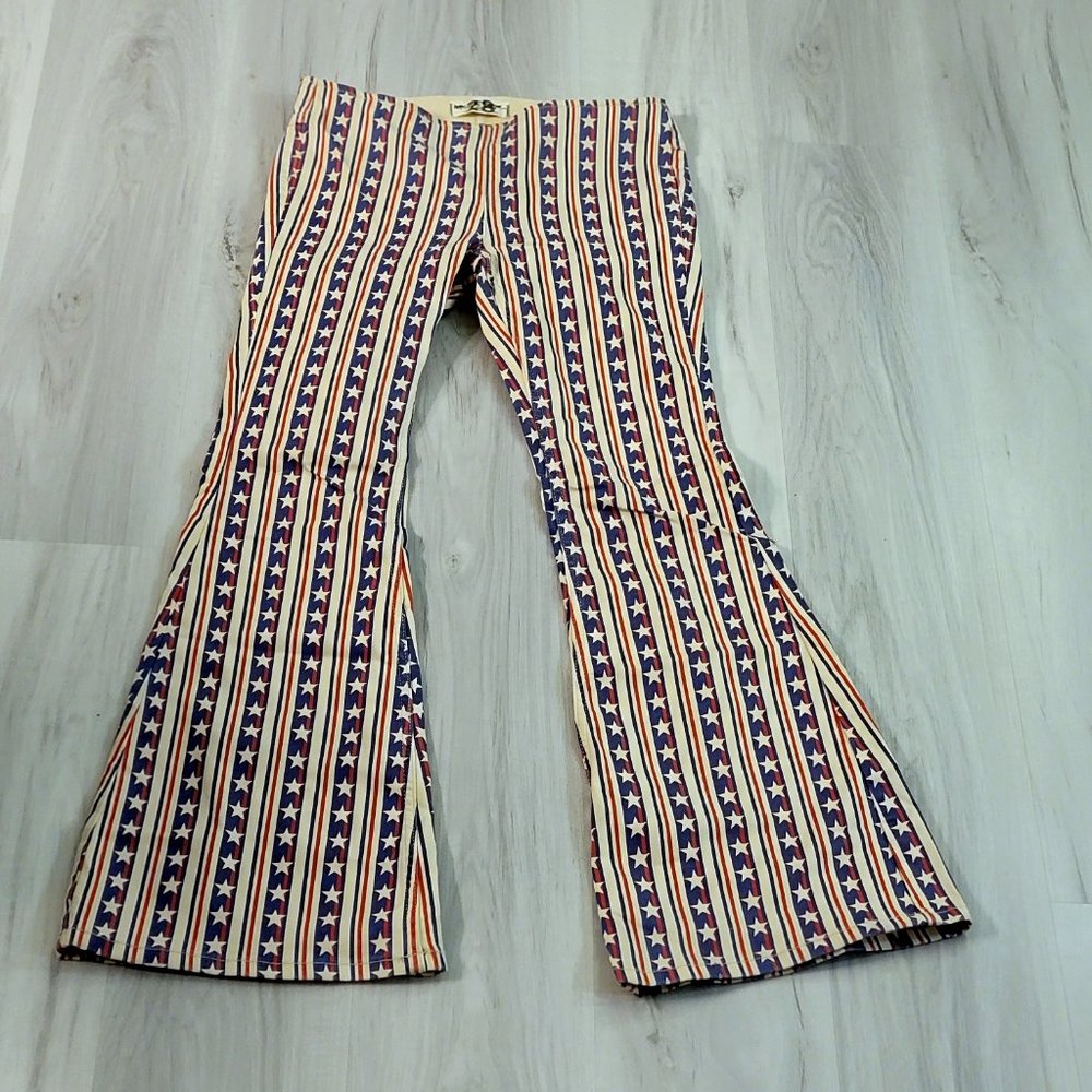 LAST PAIR !  Free People Stars Pants Penny Stripe Jeans American Flag USA - Picture 12 of 14